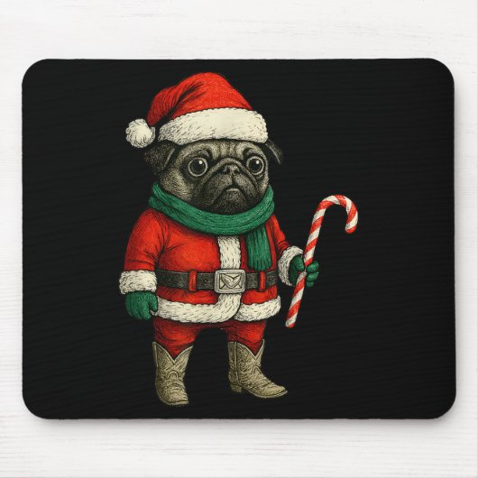 Christmas Pug Dog Funny Xmas Outfit Red Pug Snoep Muismat (Voorkant)