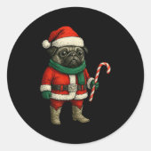 Christmas Pug Dog Funny Xmas Outfit Red Pug Snoep Ronde Sticker (Voorkant)
