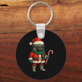 Christmas Pug Dog Funny Xmas Outfit Red Pug Snoep Sleutelhanger (Voorkant)
