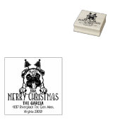 Christmas Pug Dog Merry Retour Adres Rubberstempel (Gestempeld)