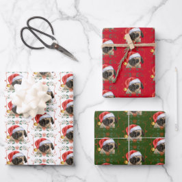 Christmas Pug Dog Pattern Inpakpapier Vel