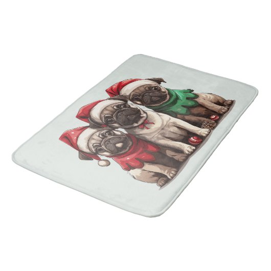 Christmas Pug Dogs Badmat (Gekanteld)