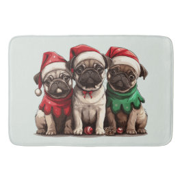 Christmas Pug Dogs Badmat