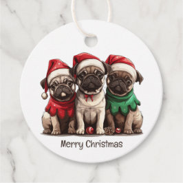 Christmas Pug Dogs Bedankjes Labels