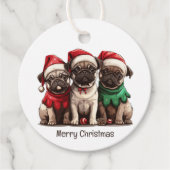 Christmas Pug Dogs Bedankjes Labels (Voorkant)