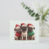 Christmas Pug Dogs Briefkaart (Staand voorkant)
