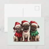 Christmas Pug Dogs Briefkaart (Voorkant / Achterkant)