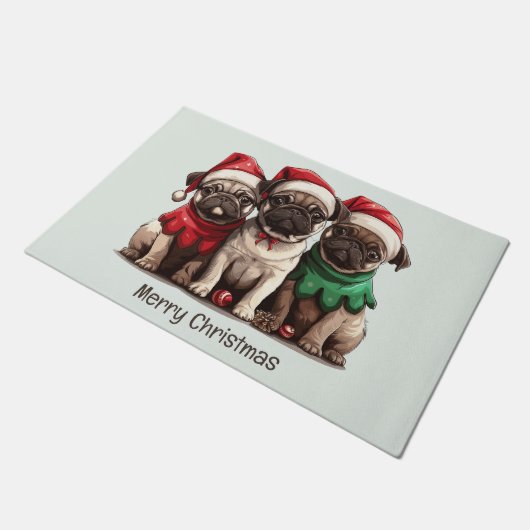 Christmas Pug Dogs Deurmat (Schuin)