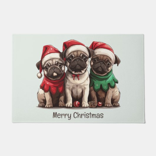 Christmas Pug Dogs Deurmat (Voorkant)