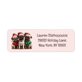 Christmas Pug Dogs Etiket