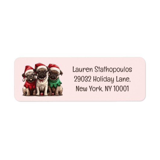 Christmas Pug Dogs Etiket (Voorkant)