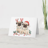 Christmas Pug Dogs Feestdagen Kaart (Voorkant)