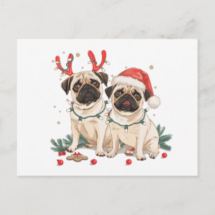 Christmas Pug Dogs Feestdagenkaart