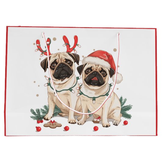 Christmas Pug Dogs Groot Cadeauzakje (Achterkant)