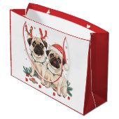 Christmas Pug Dogs Groot Cadeauzakje (Achterkant Gekanteld)
