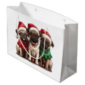 Christmas Pug Dogs Groot Cadeauzakje (Achterkant Gekanteld)