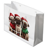 Christmas Pug Dogs Groot Cadeauzakje (Voorkant Gekanteld)