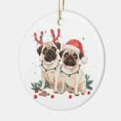 Christmas Pug Dogs Keramisch Ornament (Links)