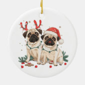 Christmas Pug Dogs Keramisch Ornament (Achterkant)