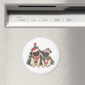 Christmas Pug Dogs Magneet (Insitu (Vaatwasser))