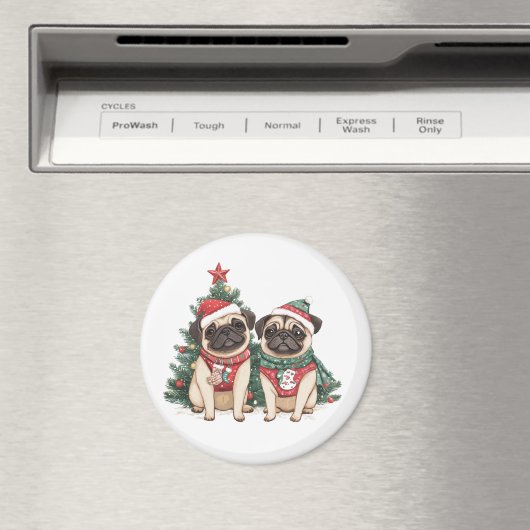 Christmas Pug Dogs Magneet (Insitu (Vaatwasser))