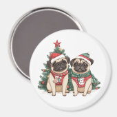 Christmas Pug Dogs Magneet (Voorkant / Achterkant)