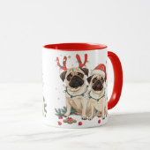 Christmas Pug Dogs Mok (Voorkant rechts)