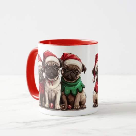 Christmas Pug Dogs Mok (Voorkant links)