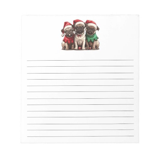 Christmas Pug Dogs Notitieblok (Voorkant)