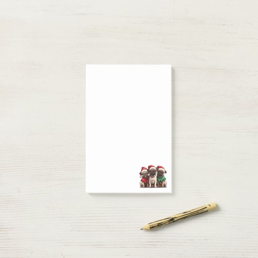 Christmas Pug Dogs Post-it® Notes (Op bureau)