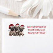 Christmas Pug Dogs Santa Etiket (Insitu)