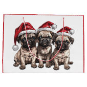 Christmas Pug Dogs Santa Groot Cadeauzakje (Achterkant)