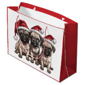 Christmas Pug Dogs Santa Groot Cadeauzakje (Achterkant Gekanteld)