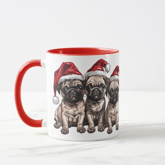 Christmas Pug Dogs Santa Mok (Links)