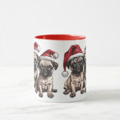 Christmas Pug Dogs Santa Mok (Midden)