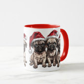 Christmas Pug Dogs Santa Mok (Voorkant rechts)