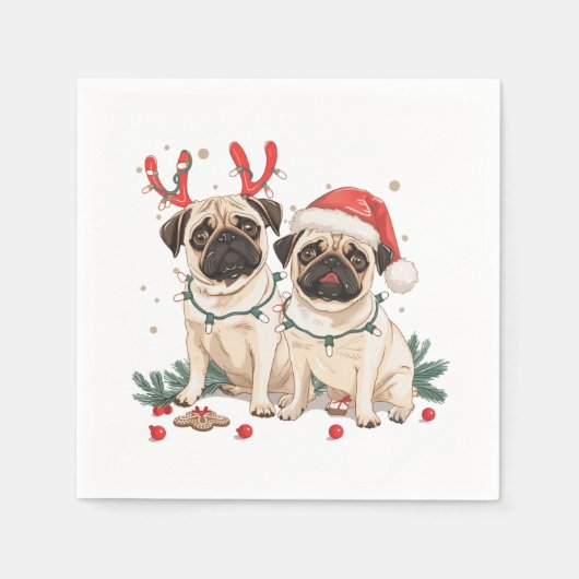 Christmas Pug Dogs Servet (Voorkant)