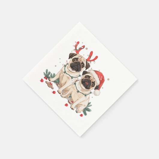Christmas Pug Dogs Servet (Hoek)