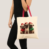 Christmas Pug Dogs Tote Bag (Voorkant (product))