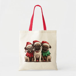 Christmas Pug Dogs Tote Bag