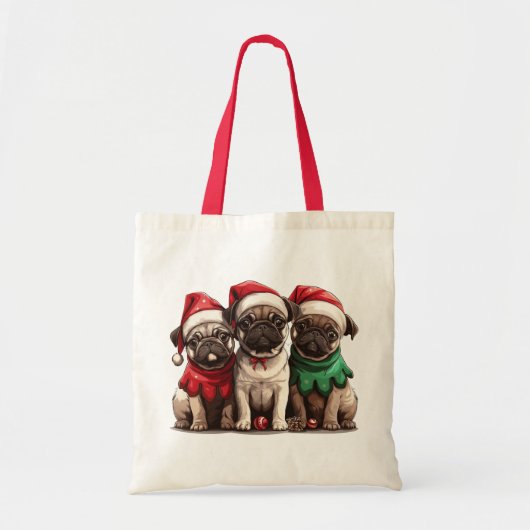 Christmas Pug Dogs Tote Bag (Voorkant)