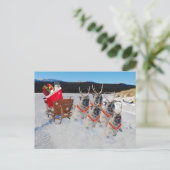 Christmas Pug Dogs Trekken een Sleigh Feestdagenkaart (Staand voorkant)