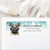 Christmas Pug retour adreslabels Etiket (Insitu)