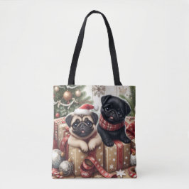 Christmas Pug Tote Bag