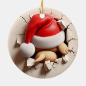 Christmas Puppy 3D Effect NIET Werkelijk 3D Keramisch Ornament (Achterkant)