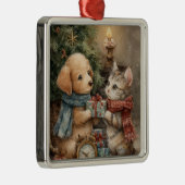 Christmas Puppy and Kitten Gift Metalen Ornament (Rechts)