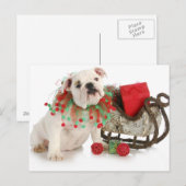Christmas Puppy - Engelse Bulldog Puppy Zitten Feestdagenkaart (Voorkant / Achterkant)