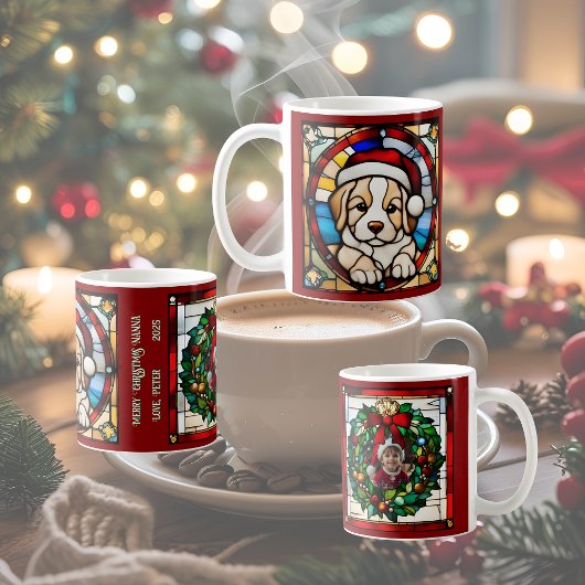 Christmas Puppy Faux Glas in lood Koffiemok
