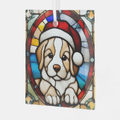 Christmas Puppy Faux Glas in lood Ornament (Voorkant links)