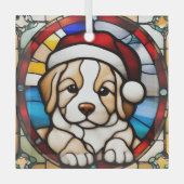 Christmas Puppy Faux Glas in lood Ornament (Voorkant)